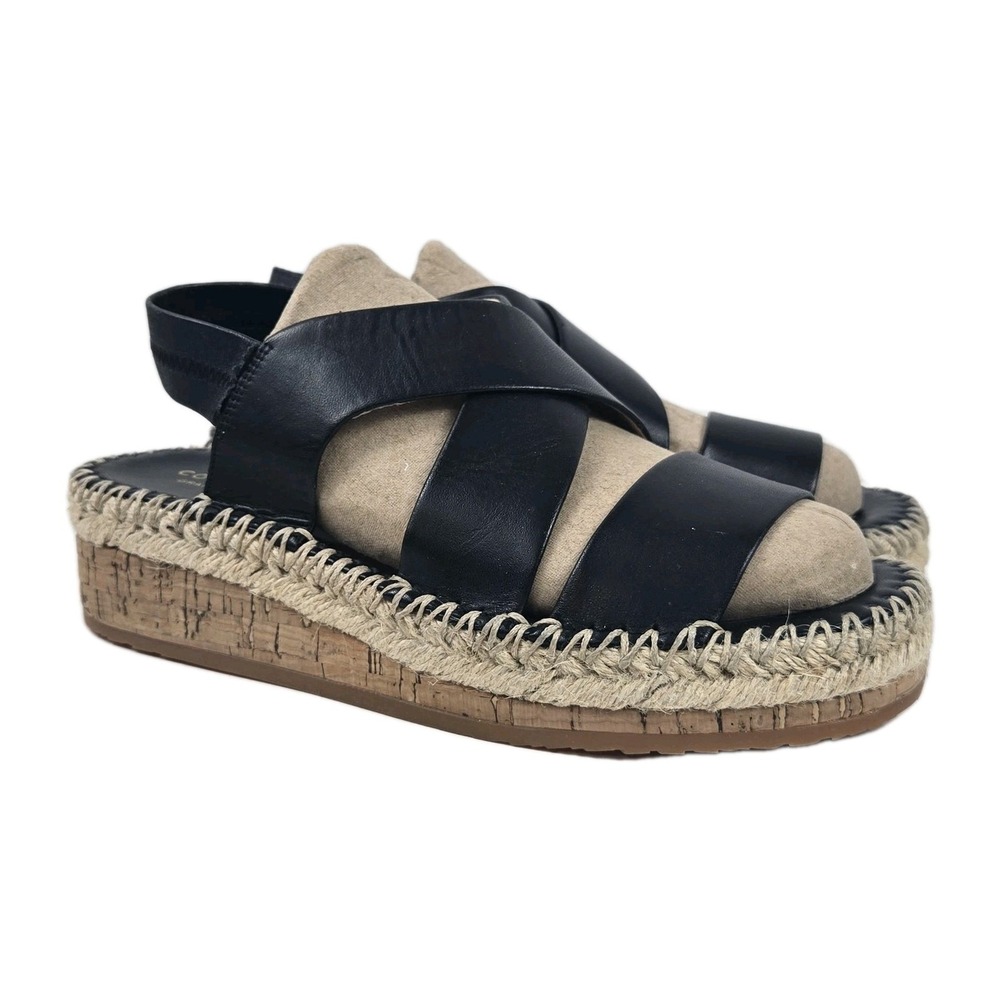 Cole Haan Grandseries Womens 8.5 Platform Espadrilles Jute Cork Sandals W20593